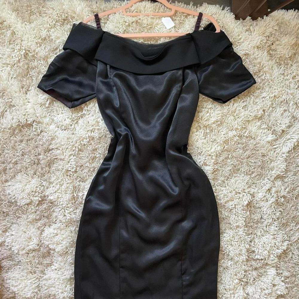 Vintage 80s / 90s Formal Prom Gala Off the Shoulder Coquette Gown - Picture 2 of 8